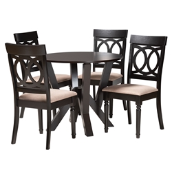 Baxton Studio Angie Modern Sand Fabric and Dark Brown Finished Wood 5-Piece Dining Set